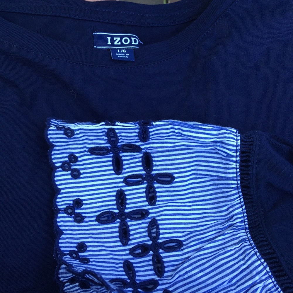 Izod Cotton Embellished Sleeve Tee